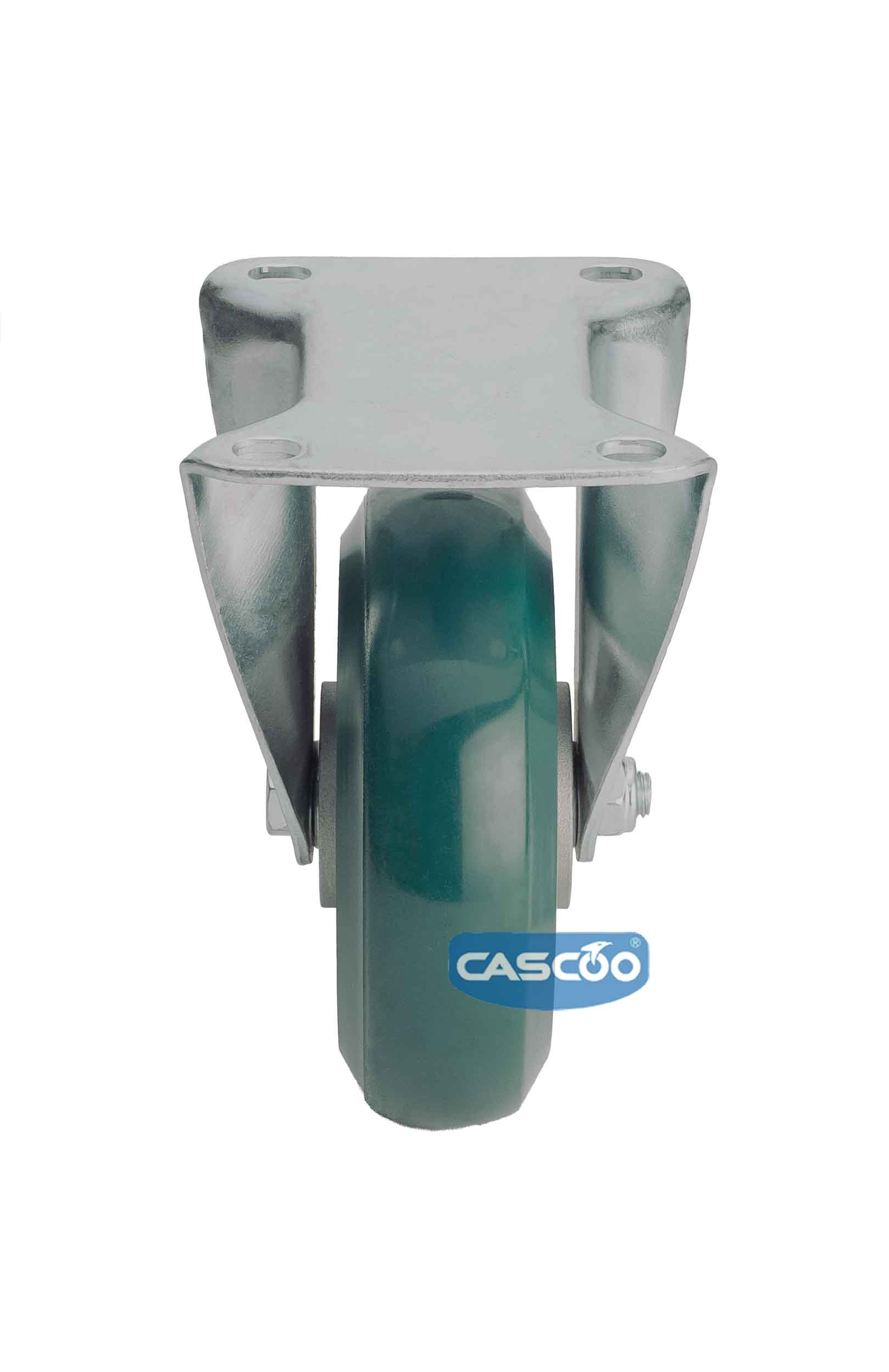 Колесо CASCOO фиксированное, (d=160мм, г/п=600кг) зеленый полиуретан/алюминий, Германия