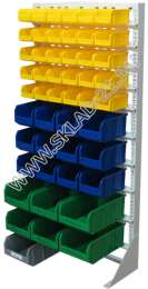 Стойка с пластиковыми ящиками А1-05-03-02 односторонняя 735х1500