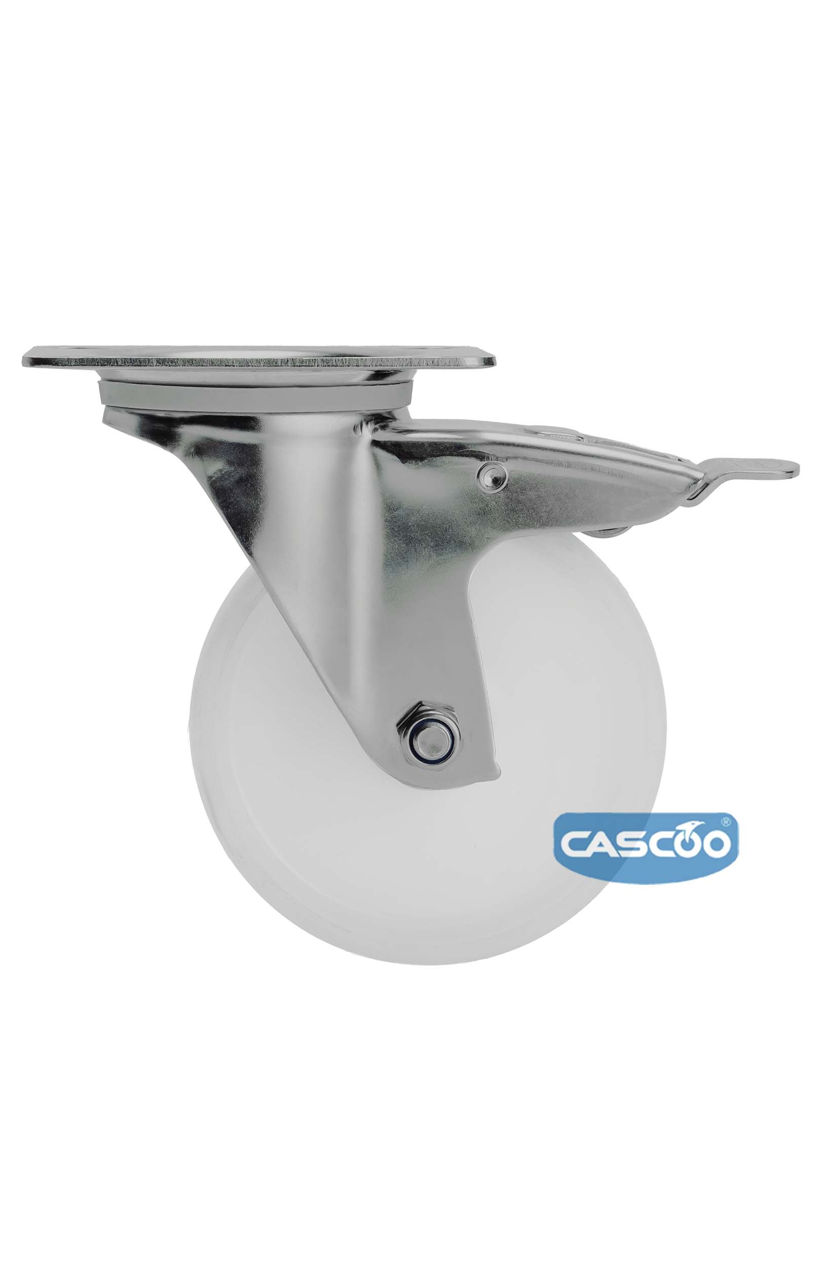 Колесо CASCOO поворотное с тормозом, (d=125мм, г/п=200кг) полиамид, Германия