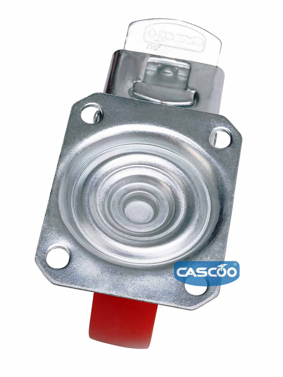 Колесо CASCOO поворотное с тормозом (d=80мм, г/п=130кг), полиуретан / полиамид, Германия