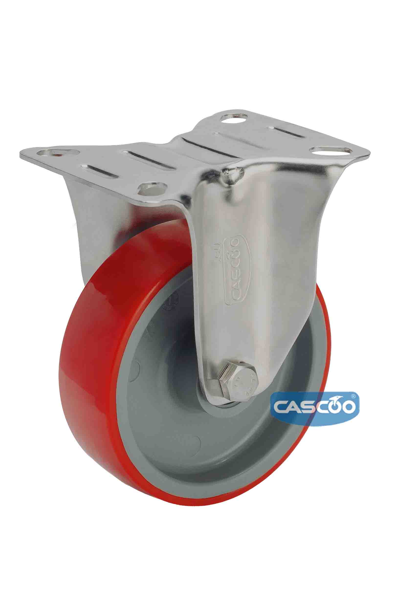 Колесо CASCOO фиксированное из нержавейки (d=100мм, г/п=150кг), полиуретан / полиамид, Германия