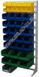 Стойка с пластиковыми ящиками А1-02-05-02 односторонняя 735х1500