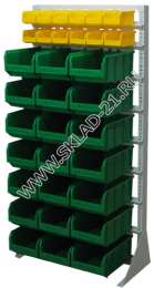 Стойка с пластиковыми ящиками А1-02-00-07 односторонняя 735х1500