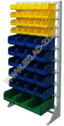 Стойка с пластиковыми ящиками А1-04-05-01 односторонняя 735х1500