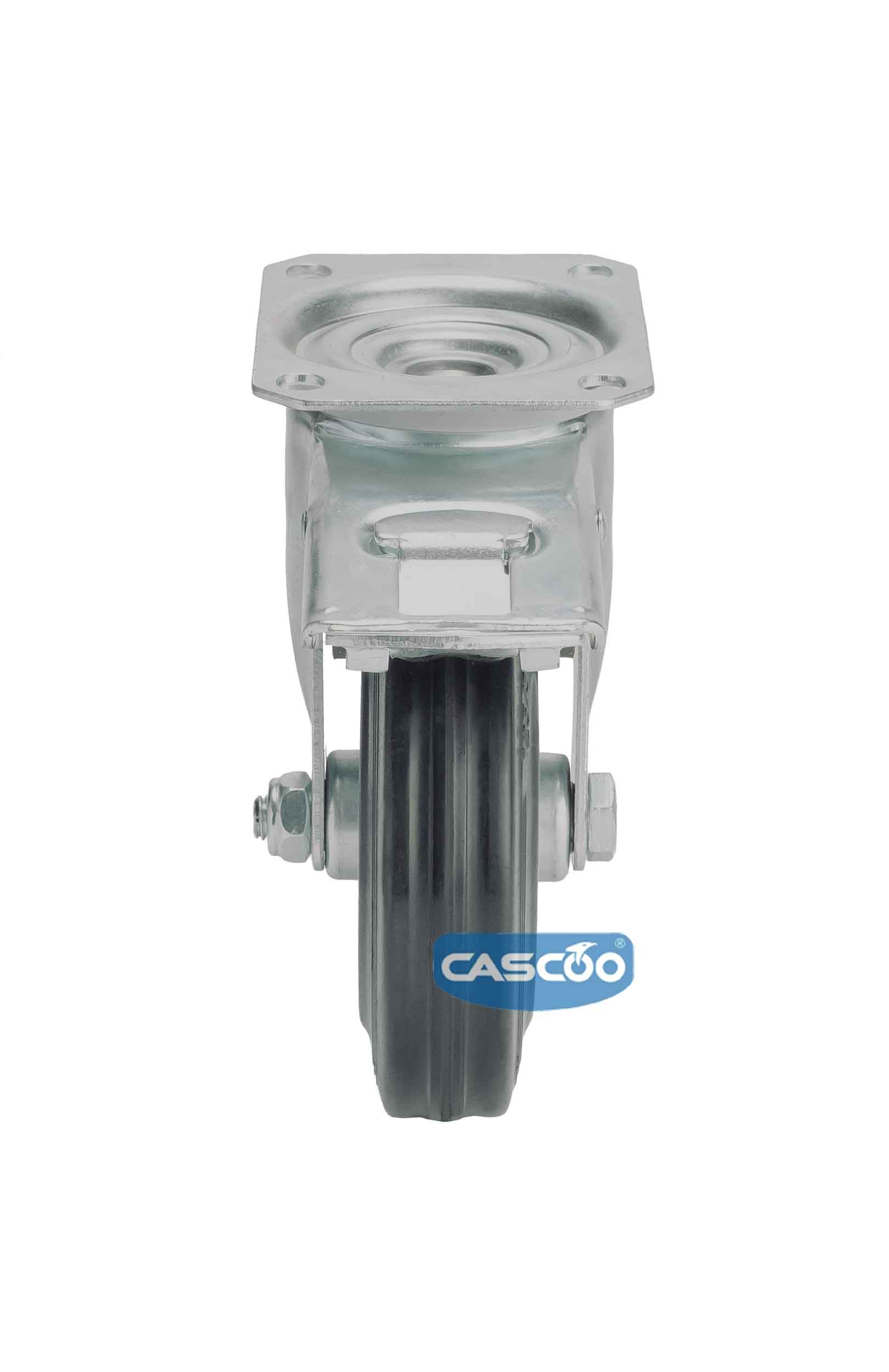 Колесо CASCOO поворотное с тормозом, (d=125мм, г/п=100кг) резина/сталь, Германия