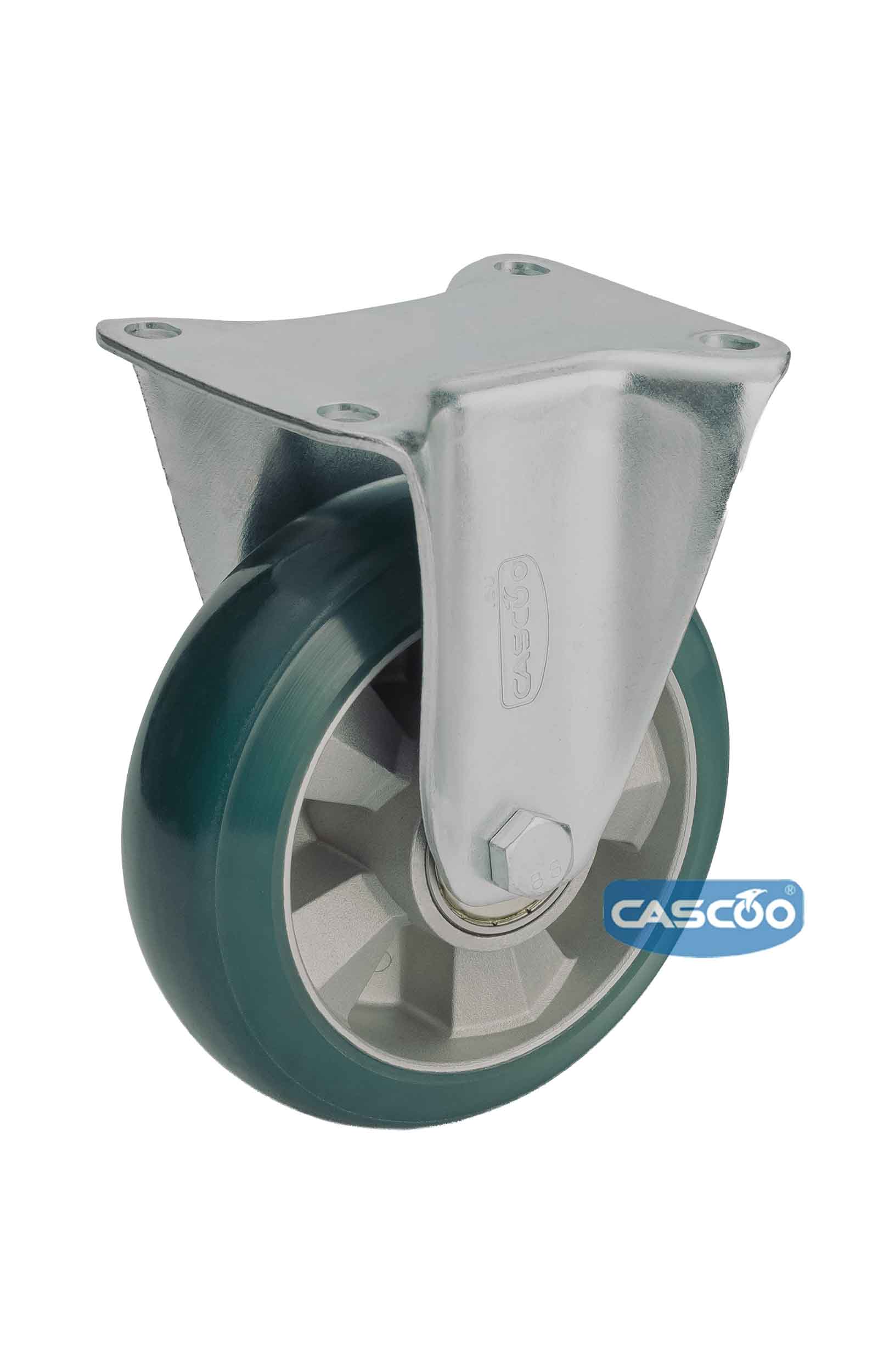 Колесо CASCOO фиксированное, (d=160мм, г/п=600кг) зеленый полиуретан/алюминий, Германия