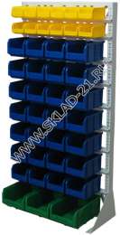 Стойка с пластиковыми ящиками А1-02-07-01 односторонняя 735х1500