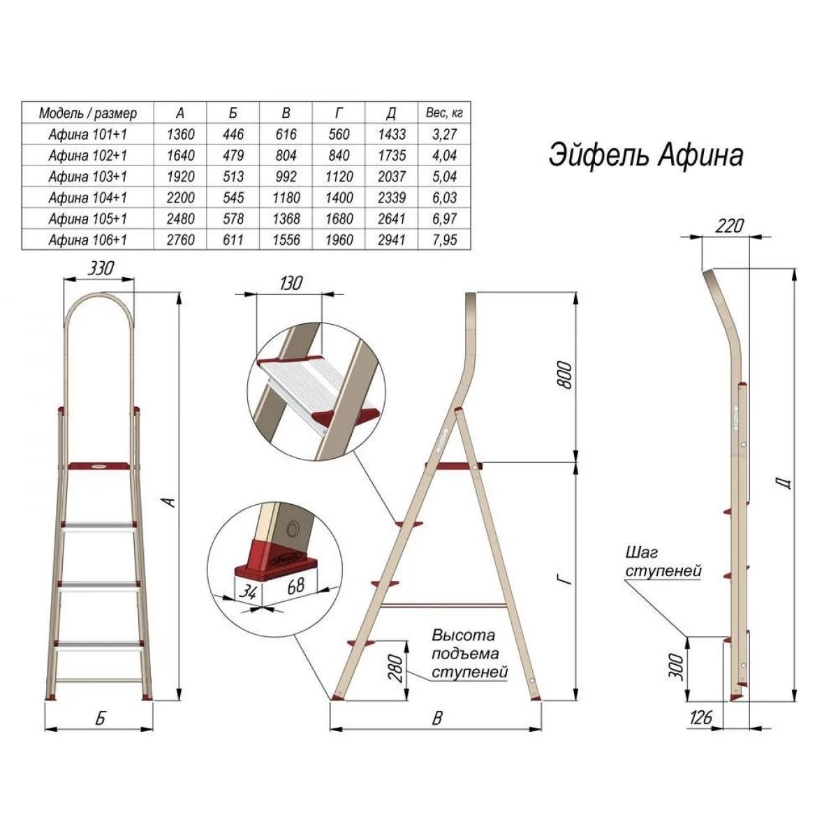 Алюминиевая стремянка Афина 102+1 (103)