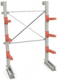 Односекционный односторонний консольный стеллаж с 3 уровнями консолей