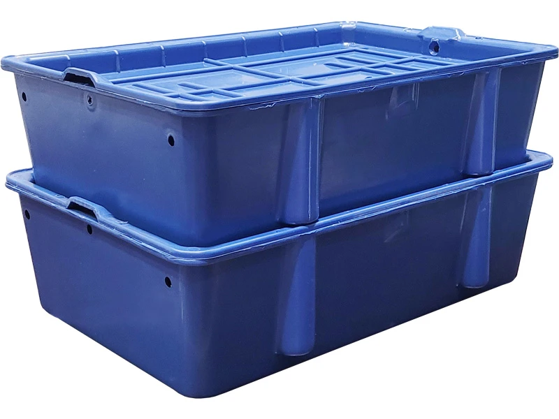 Пластиковый ящик с крышкой 502х332х150 синий