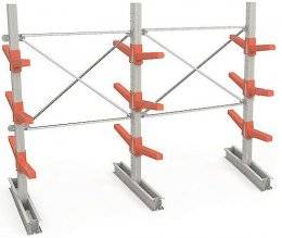 Двухсекционный двухсторонний консольный стеллаж с 3 уровнями консолей