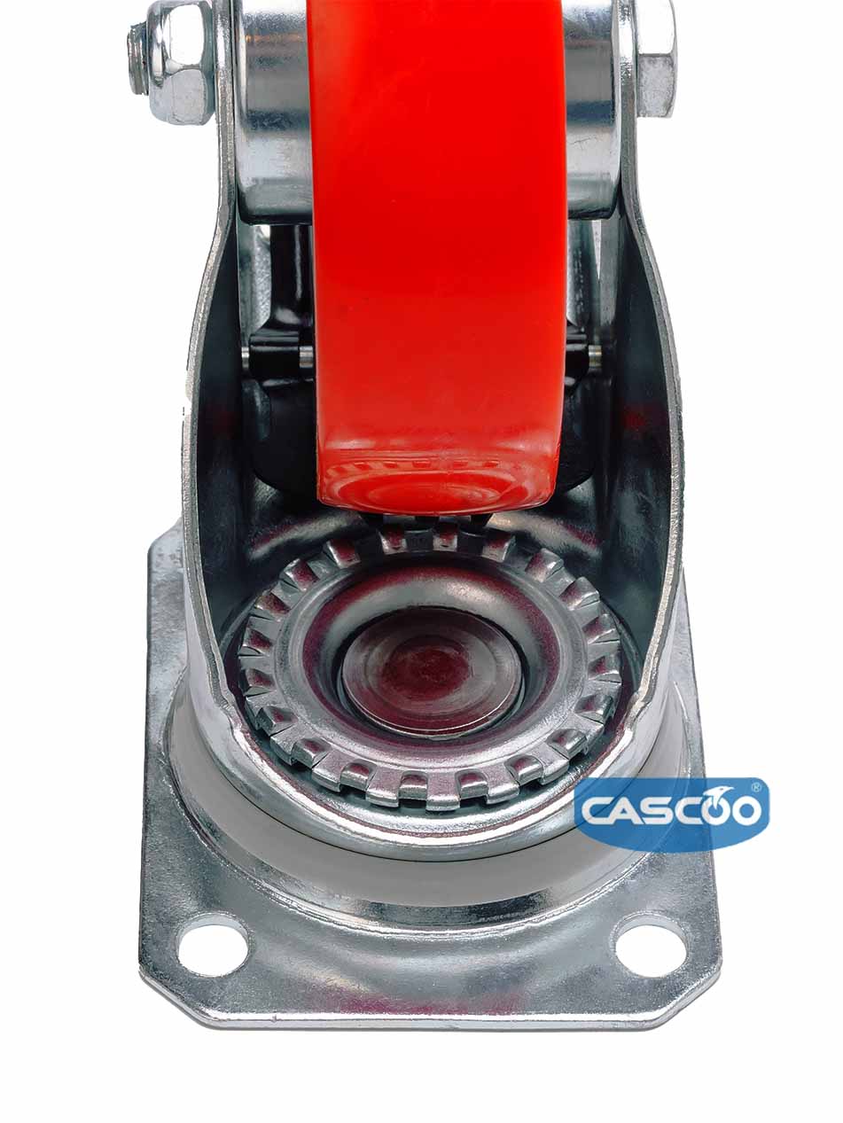 Колесо CASCOO поворотное с тормозом (d=80мм, г/п=130кг), полиуретан / полиамид, Германия