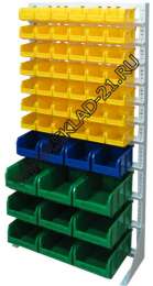 Стойка с пластиковыми ящиками А1-07-01-03 односторонняя 735х1500