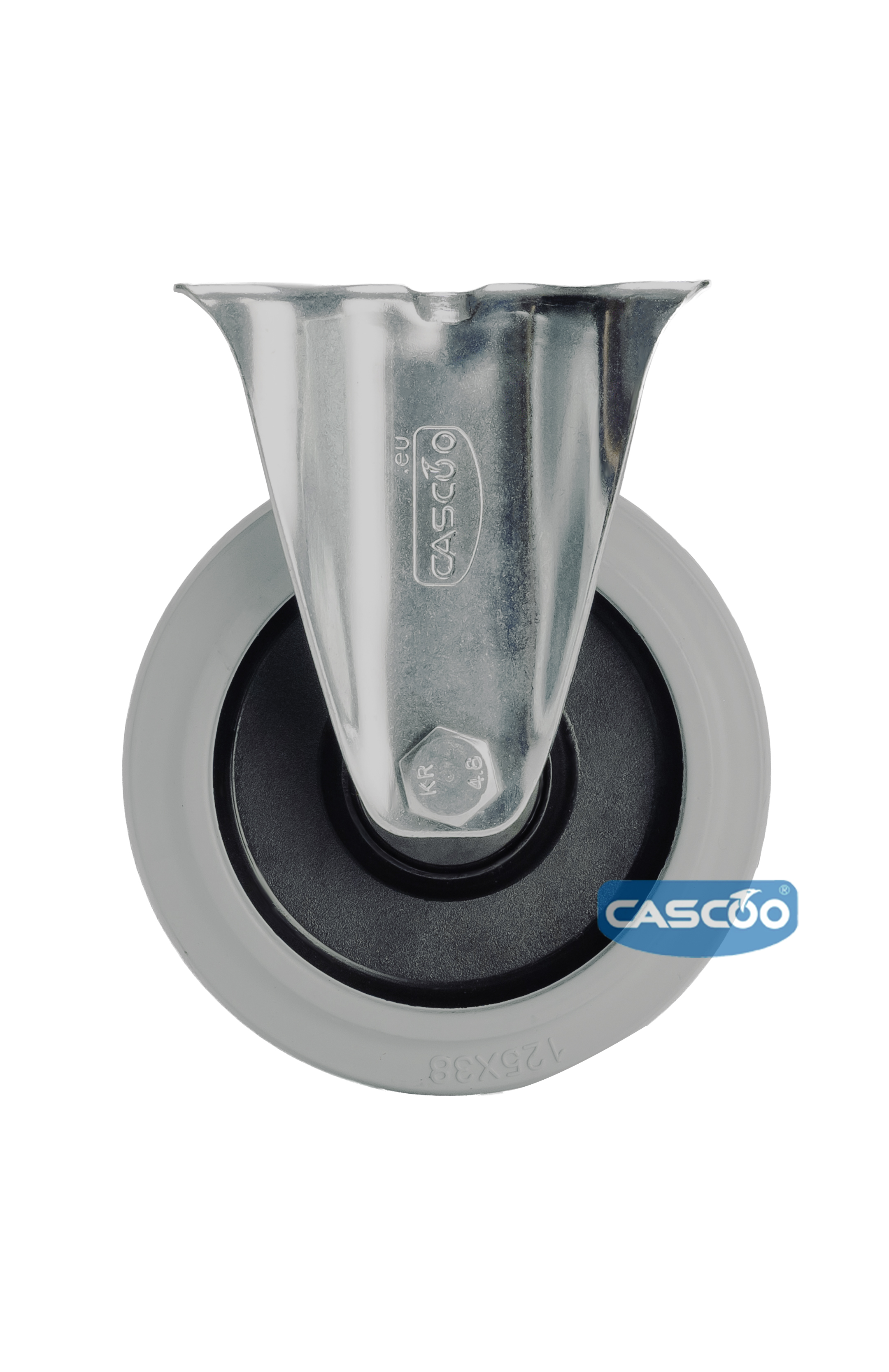 Колесо CASCOO фиксированное (d=125мм, г/п=250кг), серая резина / полиамид, Германия