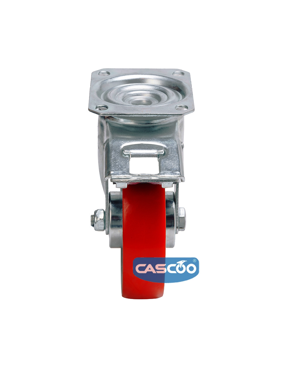 Колесо CASCOO поворотное с тормозом (d=100мм, г/п=150кг), полиуретан / полиамид, Германия