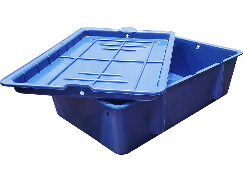 Пластиковый ящик с крышкой 502х332х150 синий
