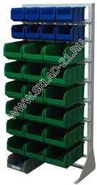 Стойка с пластиковыми ящиками А1-00-02-06 односторонняя 735х1500