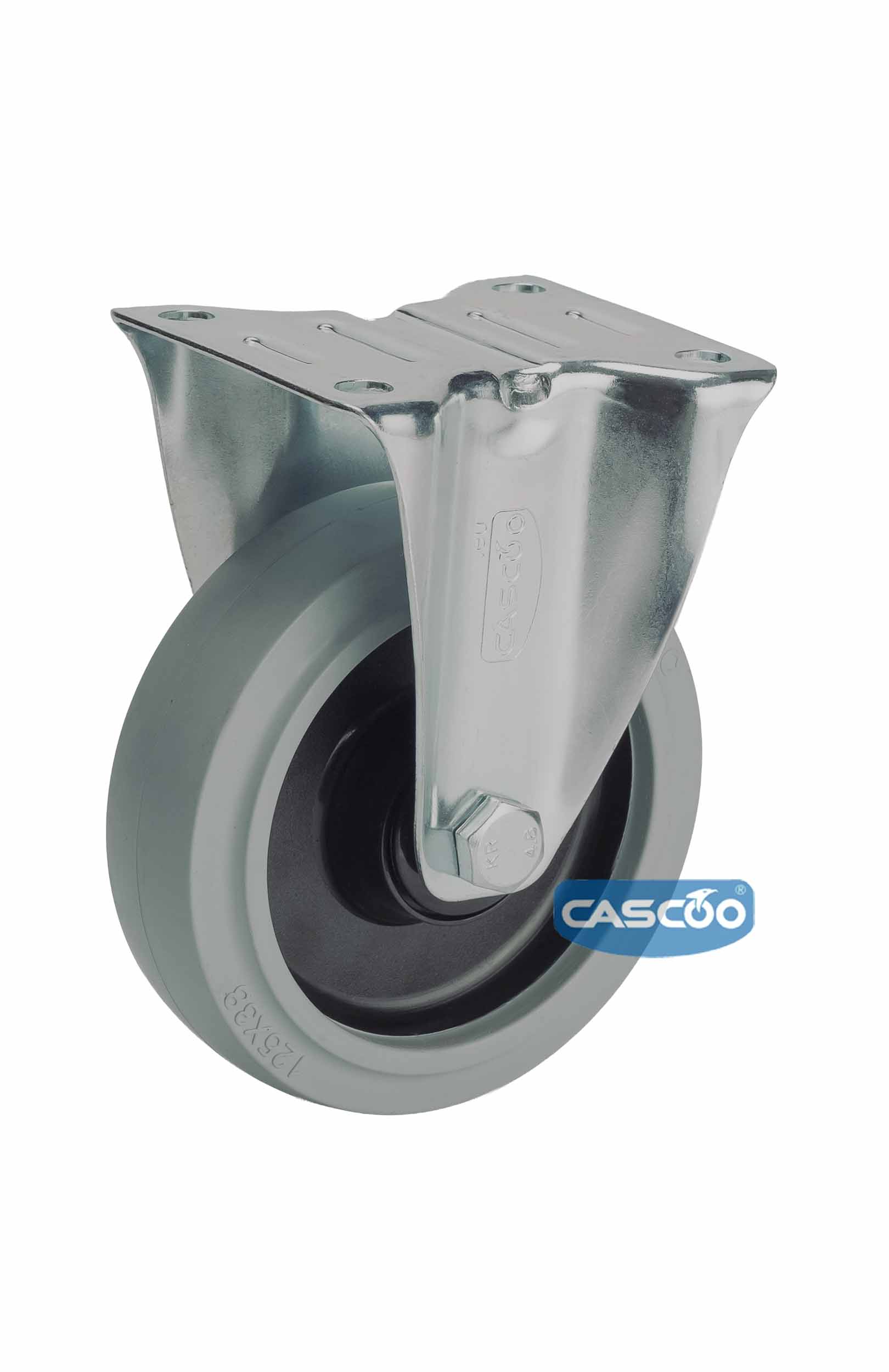 Колесо CASCOO фиксированное (d=125мм, г/п=250кг), серая резина / полиамид, Германия