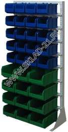 Стойка с пластиковыми ящиками А1-00-05-04 односторонняя 735х1500