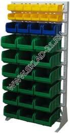 Стойка с пластиковыми ящиками А1-02-01-06 односторонняя 735х1500