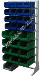 Стойка с пластиковыми ящиками А1-00-04-04 односторонняя 735х1500