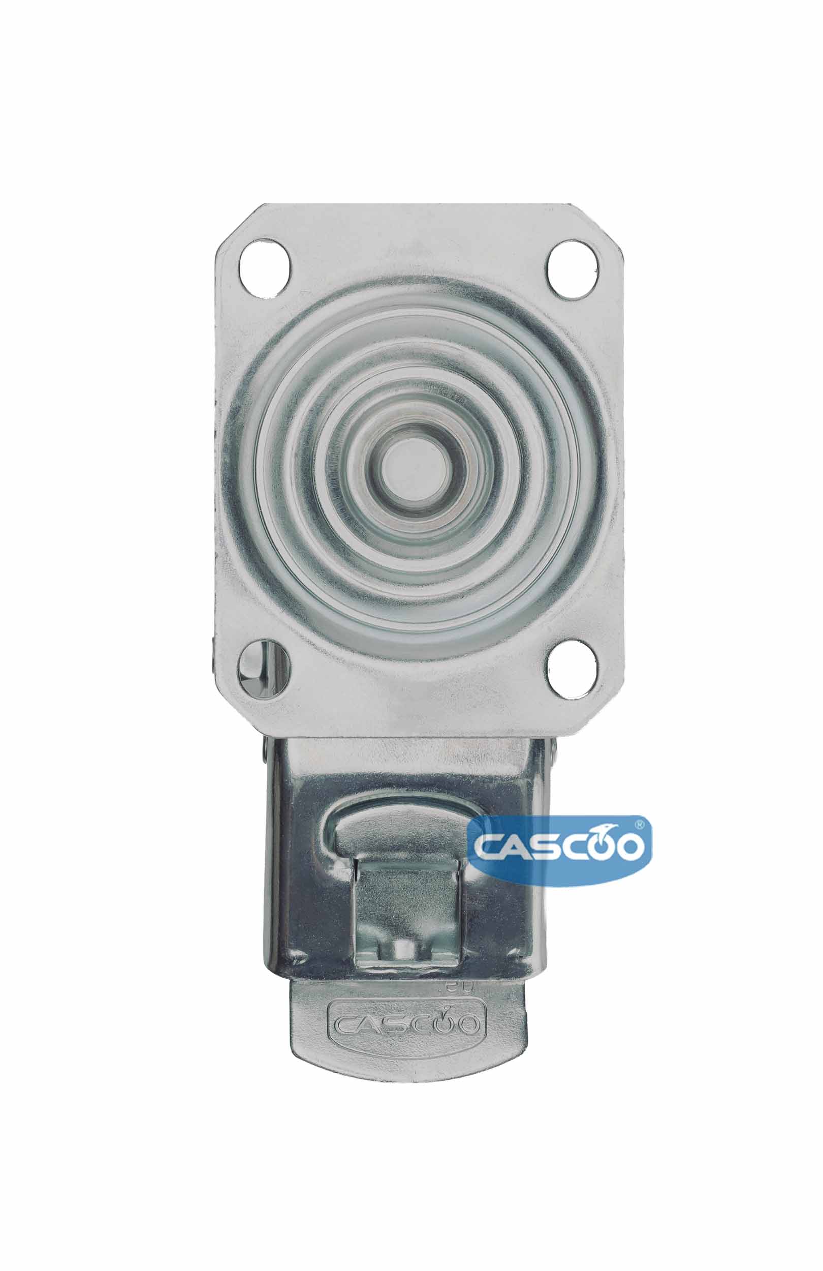 Колесо CASCOO поворотное с тормозом (d=125мм, г/п=250кг), серая резина / полиамид, Германия