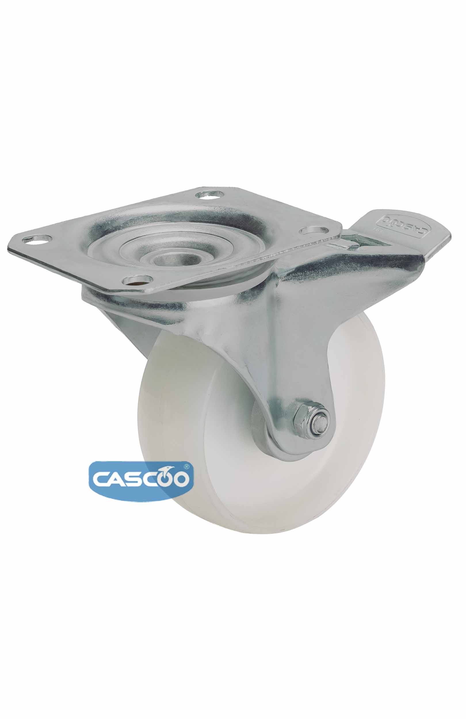 Колесо CASCOO поворотное с тормозом, (d=100мм, г/п=150кг) полиамид, Германия