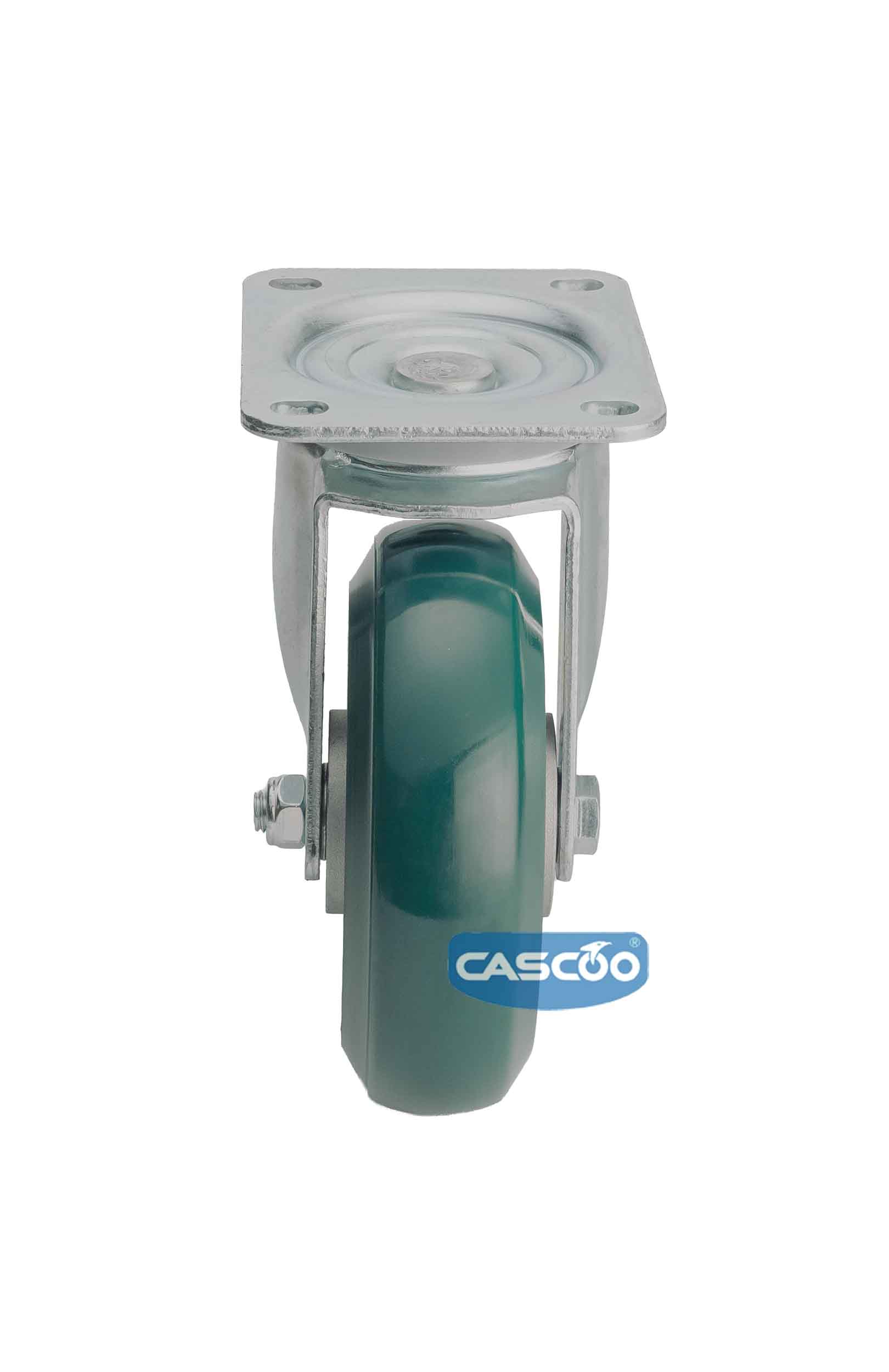 Колесо CASCOO поворотное, (d=160мм, г/п=600кг) зеленый полиуретан/алюминий, Германия