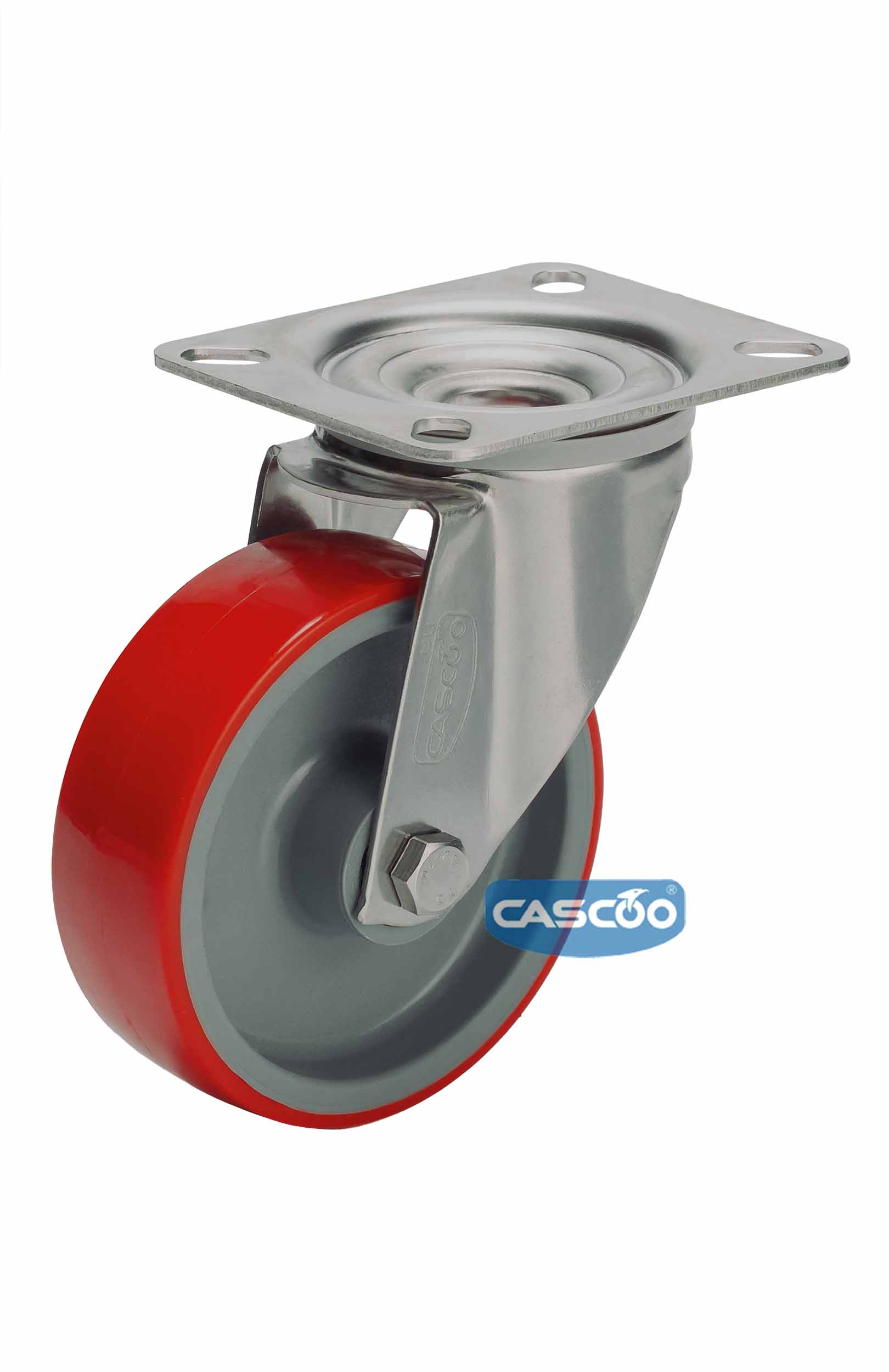 Колесо CASCOO поворотное из нержавейки (d=100мм, г/п=150кг), полиуретан / полиамид, Германия