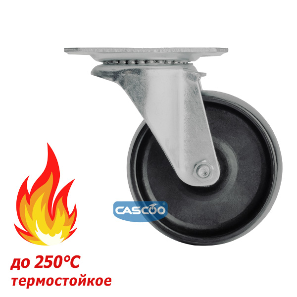 Колесо CASCOO термостойкое поворотное (d=100мм, г/п=100кг), полиамид со стекловолокном, Германия