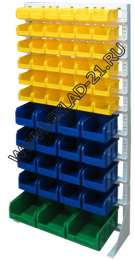 Стойка с пластиковыми ящиками А1-06-04-01 односторонняя 735х1500