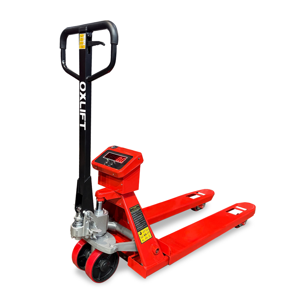 Ручная гидравлическая тележка с ВЕСАМИ OXLIFT OX25-VM 2500 кг