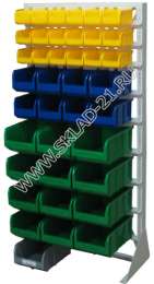 Стойка с пластиковыми ящиками А1-03-02-04 односторонняя 735х1500