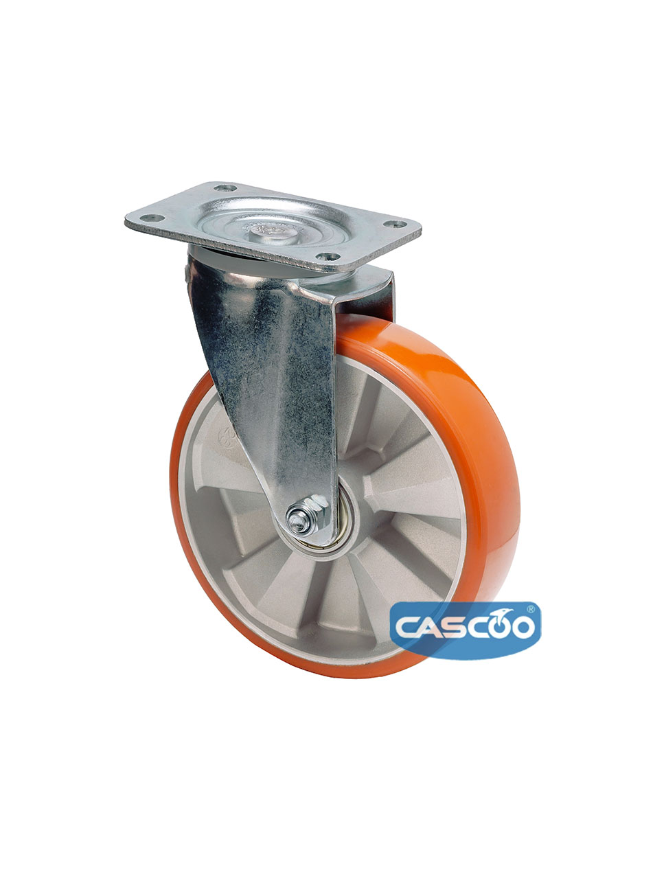 Колесо CASCOO поворотное, (d=200мм, г/п=700кг) полиуретан/алюминий, Германия