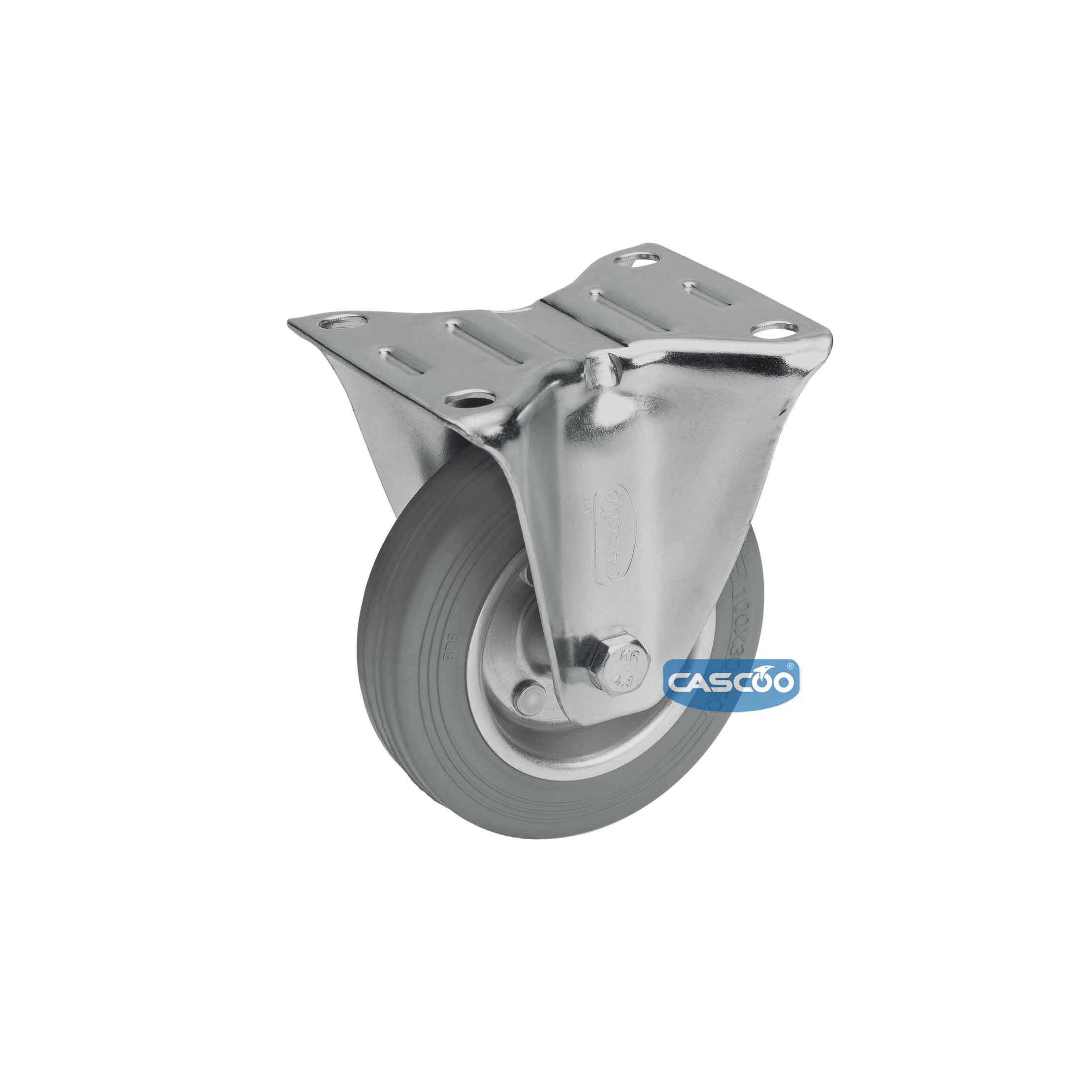 Колесо CASCOO фиксированное, (d=100мм, г/п=75г) серая резина/сталь, Германия