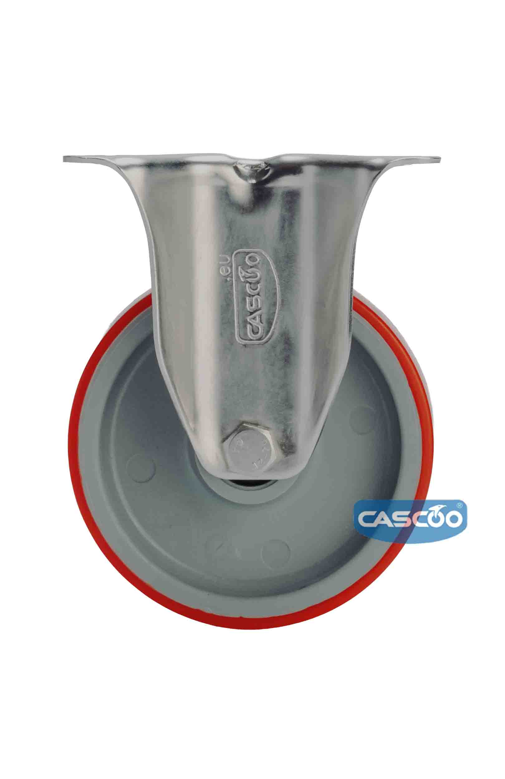 Колесо CASCOO фиксированное из нержавейки (d=100мм, г/п=150кг), полиуретан / полиамид, Германия