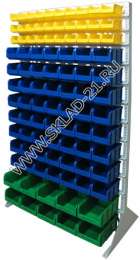 Стойка с пластиковыми ящиками B1-03-08-02 односторонняя 1150х2000