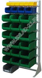 Стойка с пластиковыми ящиками А1-01-01-06 односторонняя 735х1500