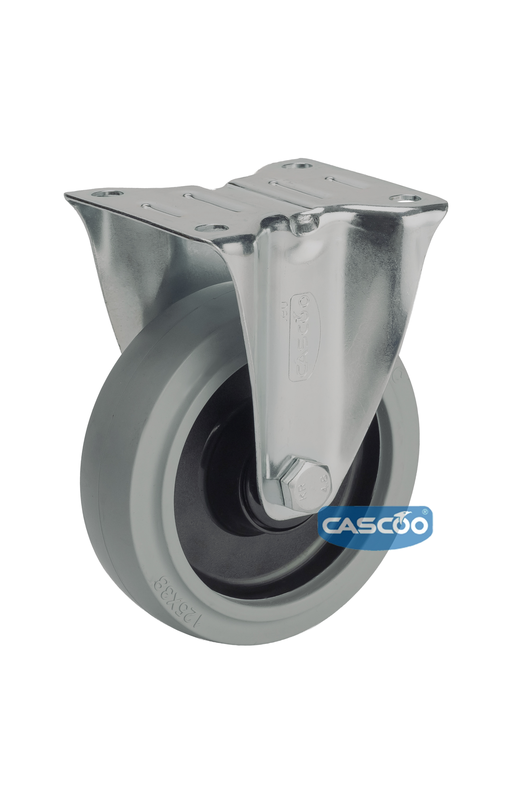 Колесо CASCOO фиксированное (d=125мм, г/п=250кг), серая резина / полиамид, Германия