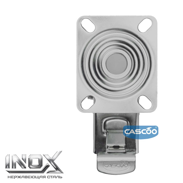 Колесо CASCOO поворотное с тормозом из нержавейки, (d=100мм, г/п=150кг) полиамид, Германия
