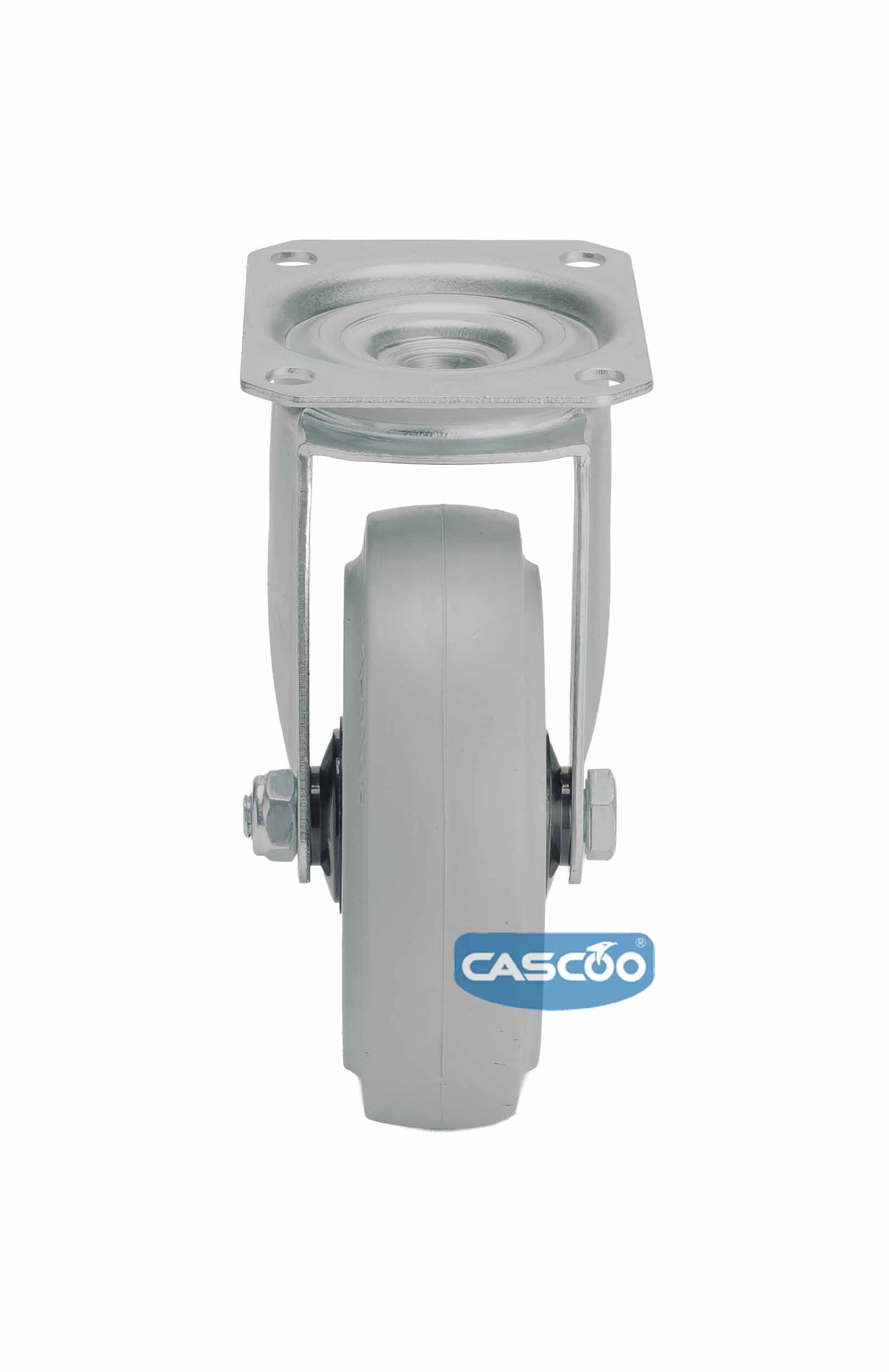 Колесо CASCOO поворотное (d=125мм, г/п=250кг), серая резина / полиамид, Германия