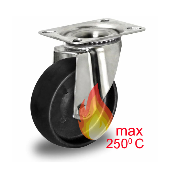 Колесо CASCOO термостойкое поворотное (d=100мм, г/п=100кг), полиамид со стекловолокном, Германия