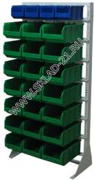 Стойка с пластиковыми ящиками А1-00-01-07 односторонняя 735х1500