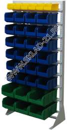 Стойка с пластиковыми ящиками А1-01-06-02 односторонняя 735х1500