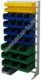 Стойка с пластиковыми ящиками А1-02-04-03 односторонняя 735х1500