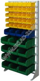 Стойка с пластиковыми ящиками А1-05-01-04 односторонняя 735х1500