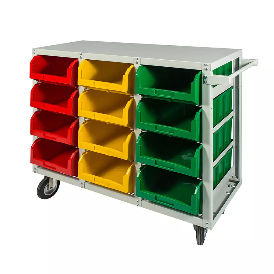 Стеллаж мобильный Стелла с ящиками V4 на 12 ячеек V4-12-160К