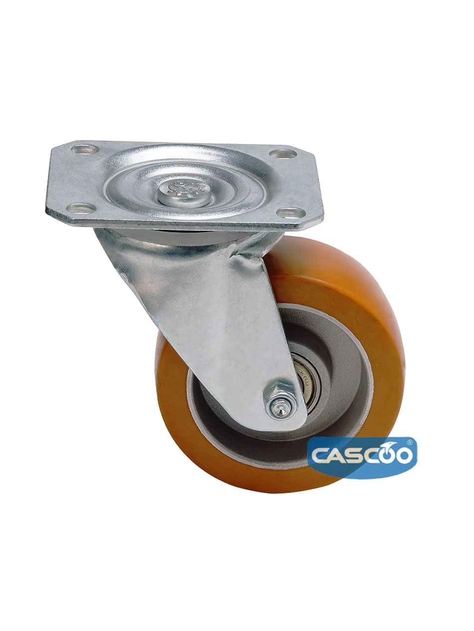Колесо CASCOO поворотное, (d=125мм, г/п=300кг) полиуретан/алюминий, Германия