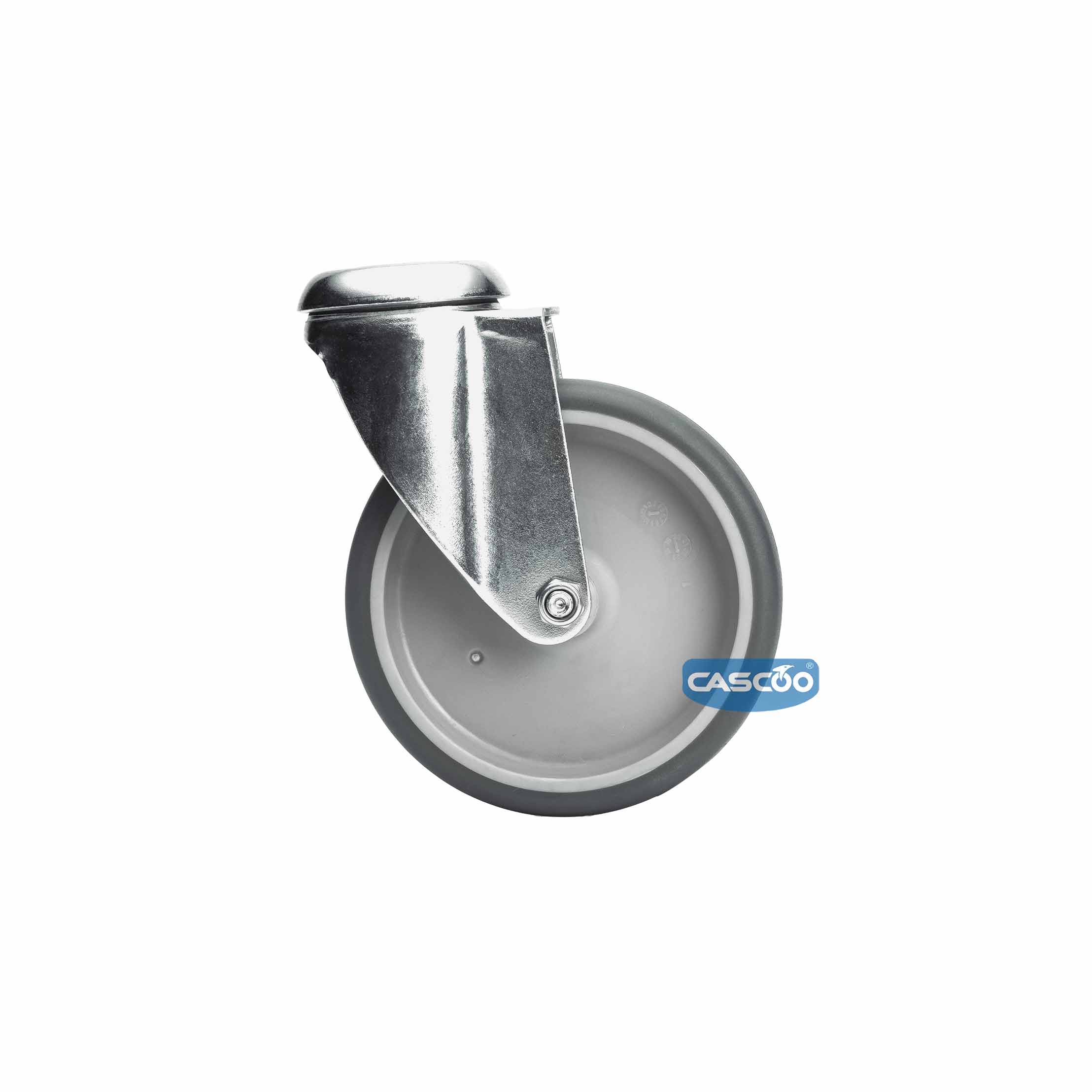 Колесо CASCOO поворотное, (d=125мм, г/п=100кг) термопластичная резина / полипропилен, Германия