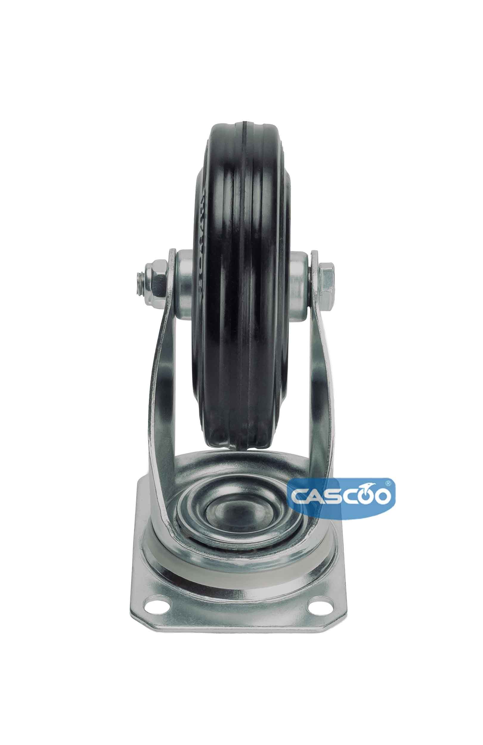 Колесо CASCOO поворотное, (d=125мм, г/п=100кг) резина/сталь, Германия